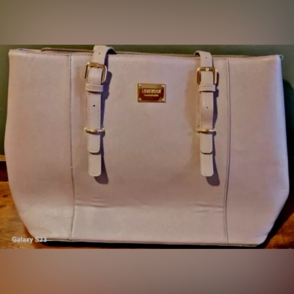 Lovevook Laptop Large Cool Tone Beige Over the Shoulder Tote Bag